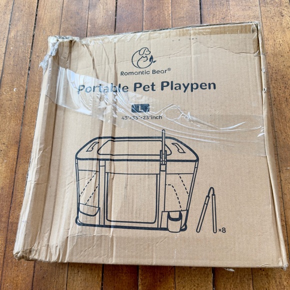 Romantic Bear Portable Pet Playpen - Teal and Gray NWT - Picture 3 of 5